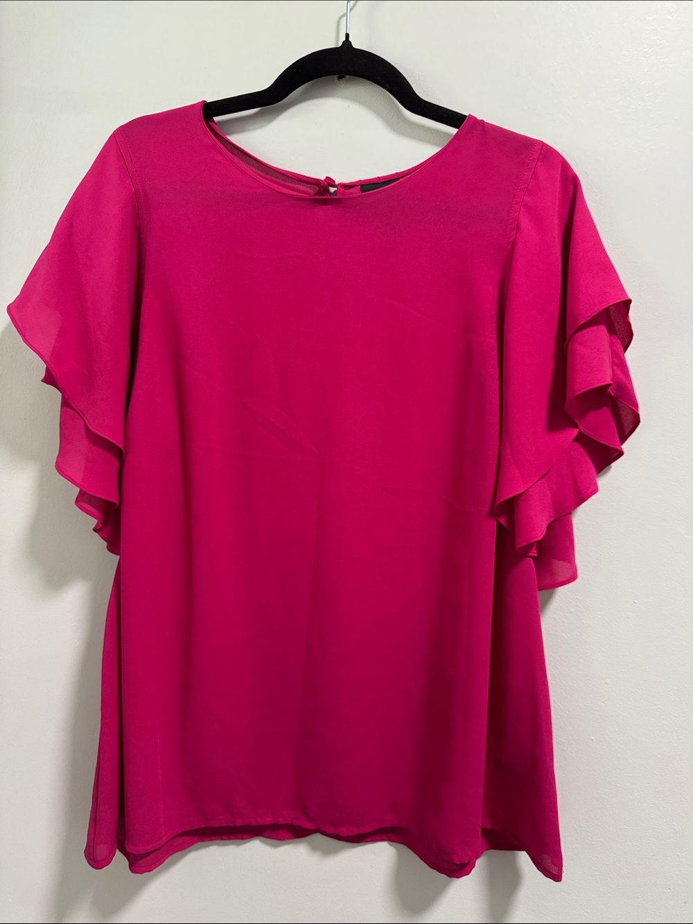 Worthington Fuchsia Ruffle Sleeve Blouse